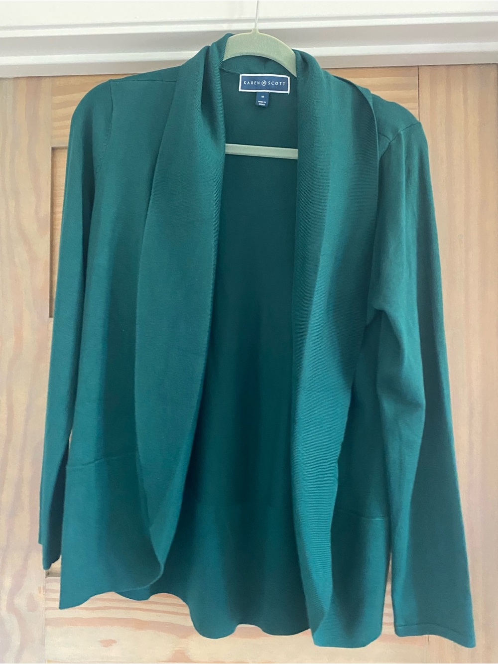 Karen Scott Teal Open-Front Women's Cardigan